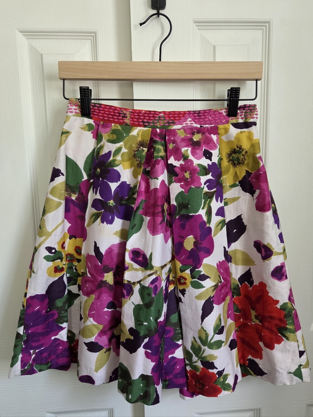 Anthropologie Yoana Baraschi Garden Party Floral Pleated A-line Skirt, Size 6